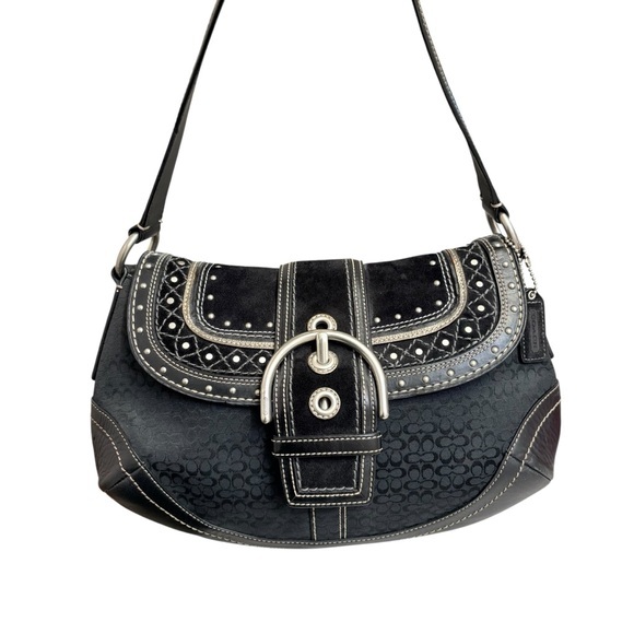 Coach signature black leather suede soho hobo bag vintage Y2K rare
